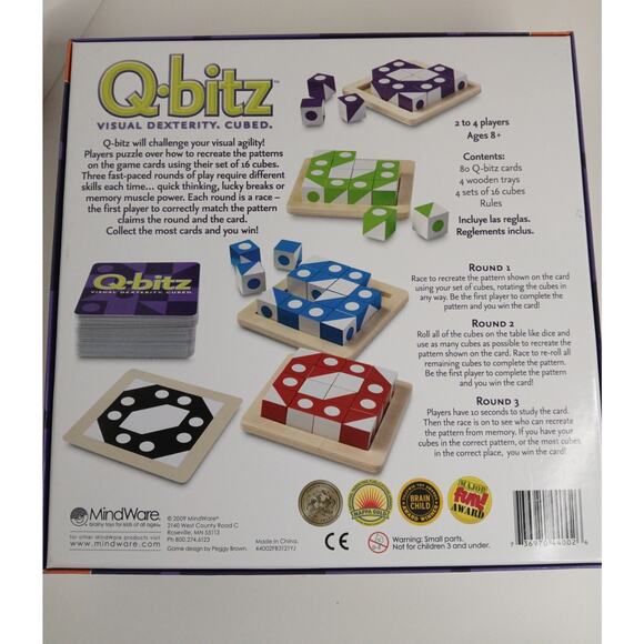 Q-Bitz Puzzle Game COMPLETE MindWare 2009 Strategy Family Kids Cubes - Picture 2 of 3